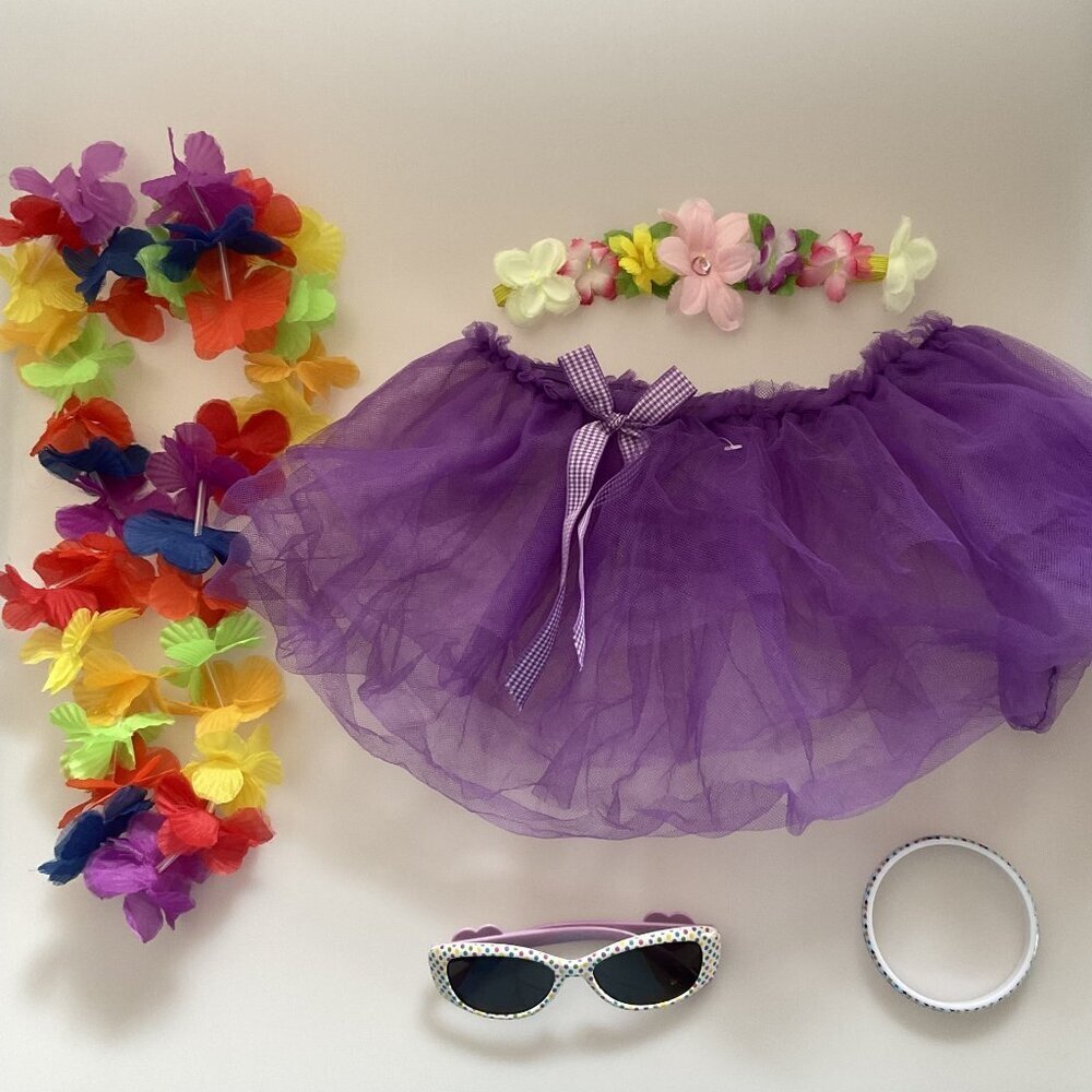 Girls Purple Tutu Costume Set Bundle 5pc Size 3+ GUC